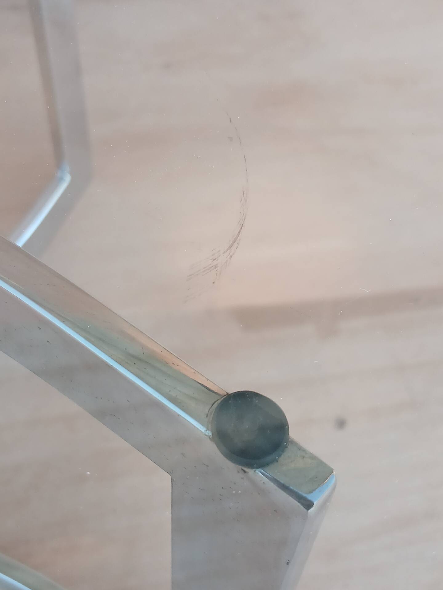 Glass and chrome coffee table from the 1970s.