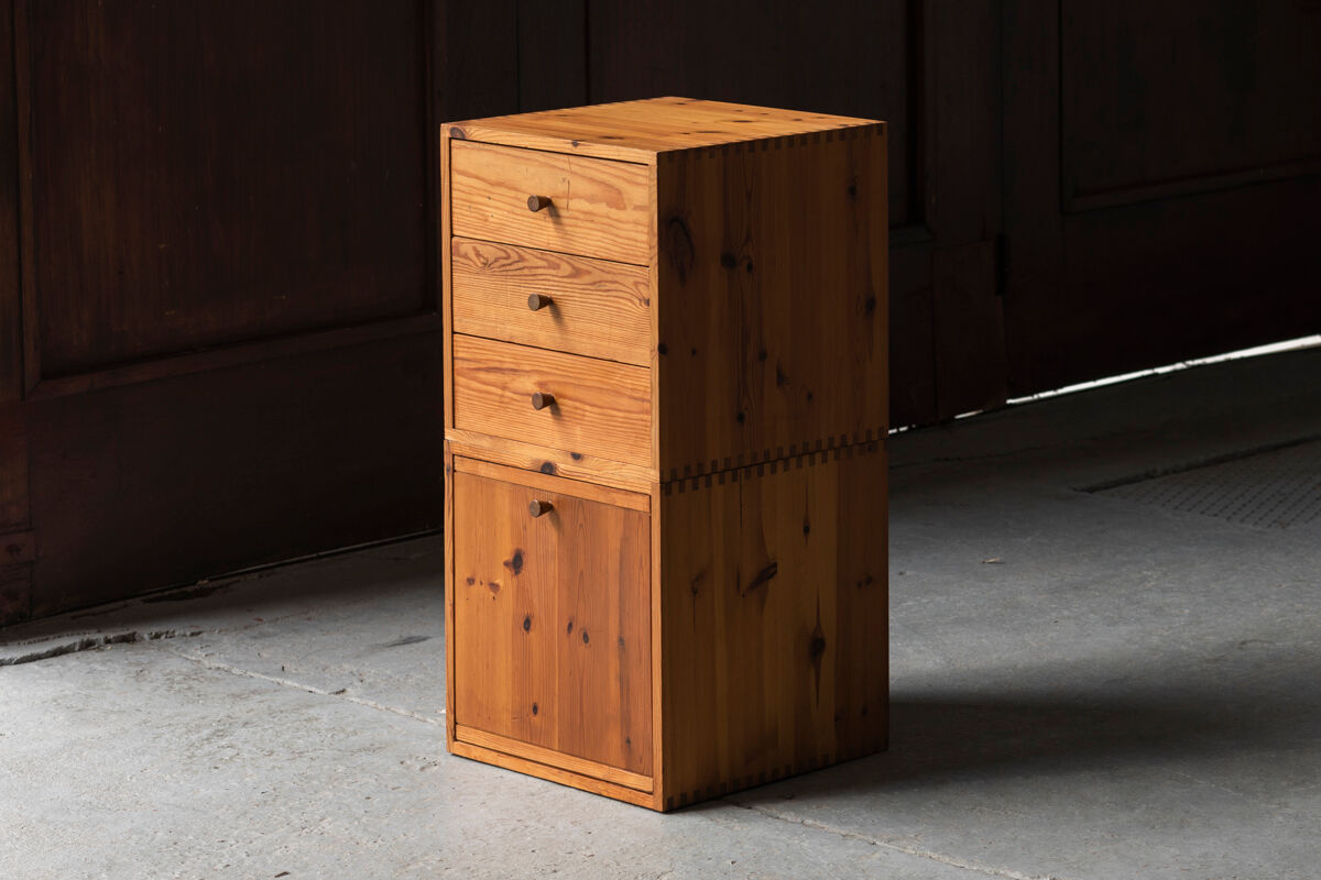 Set of 2 pine cube cabinets in the style of ate van apeldoorn, dutch design, 1960’s