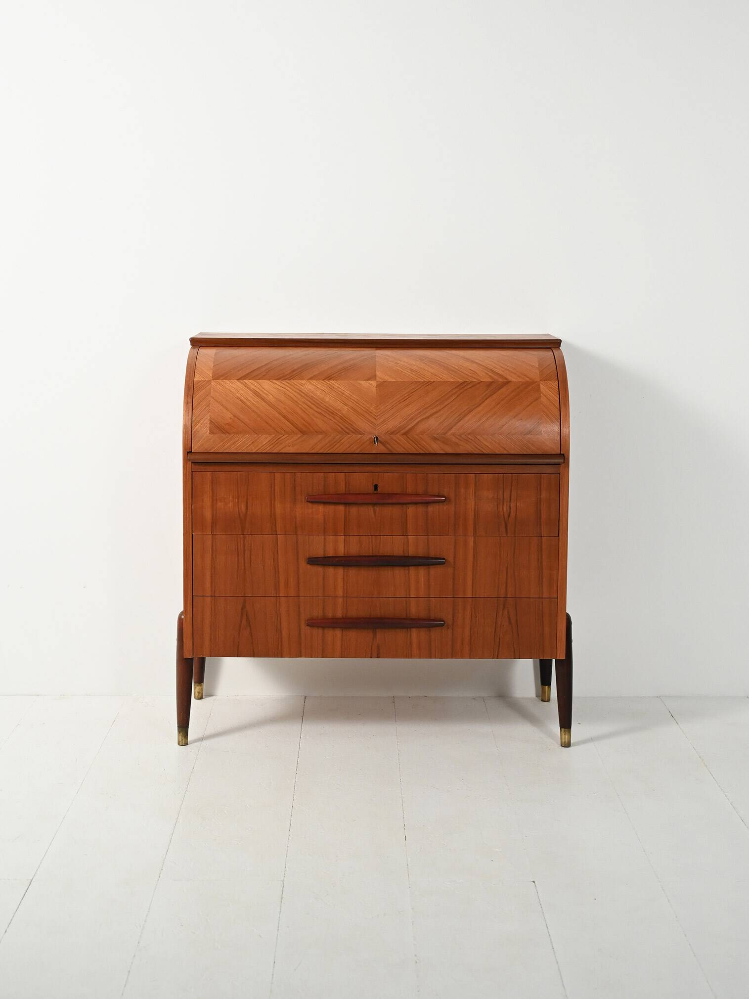 1950s Scandinavian teak secrétaire with elongated sculpted pulls
