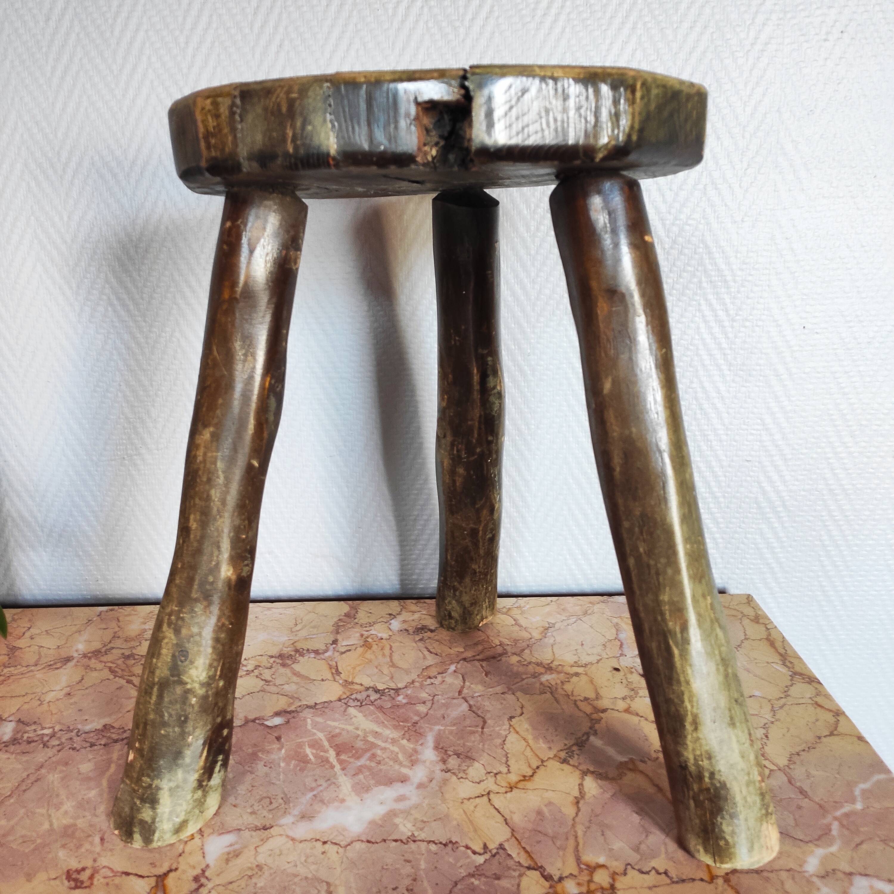 Tripod stool Brutalist Folk art