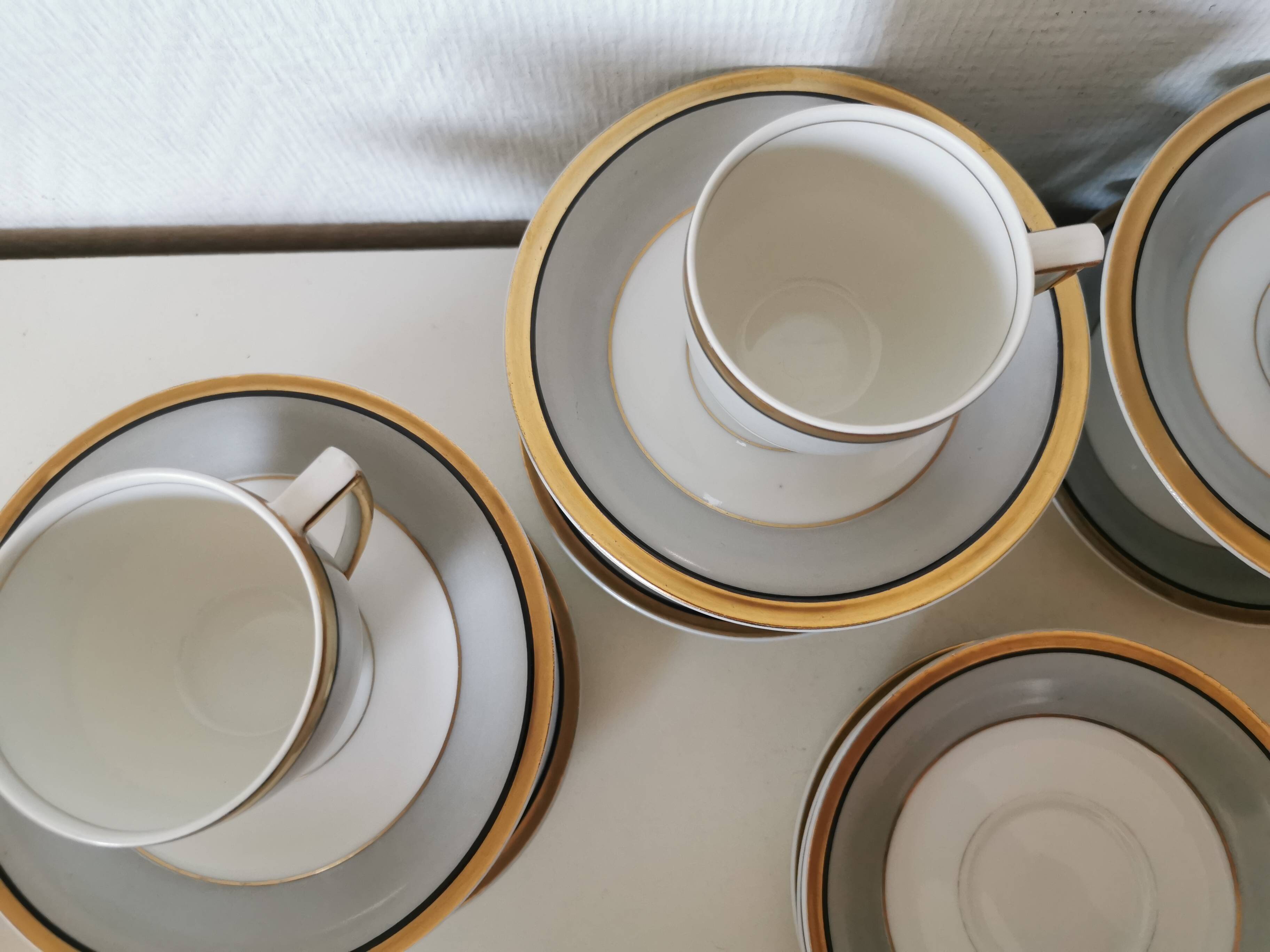 LIMOGES Gaston Sailly coffee service, white, gray and gold