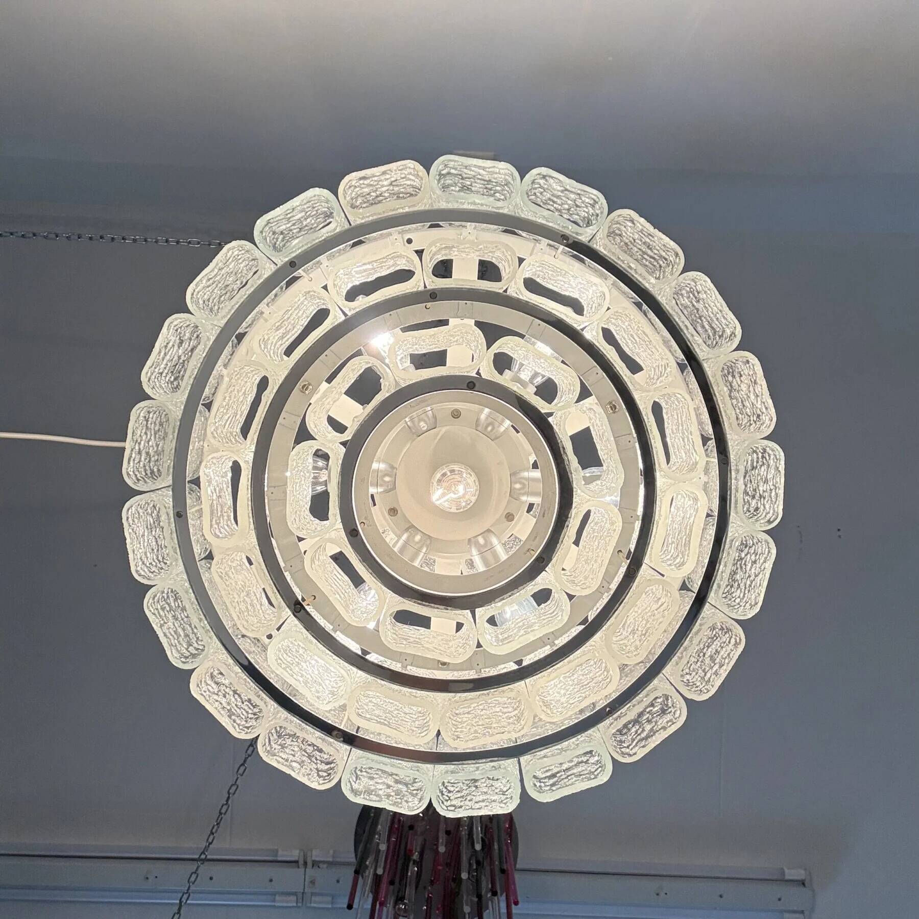 Mid-century design Doria Leuchten glass chandelier, 1970s