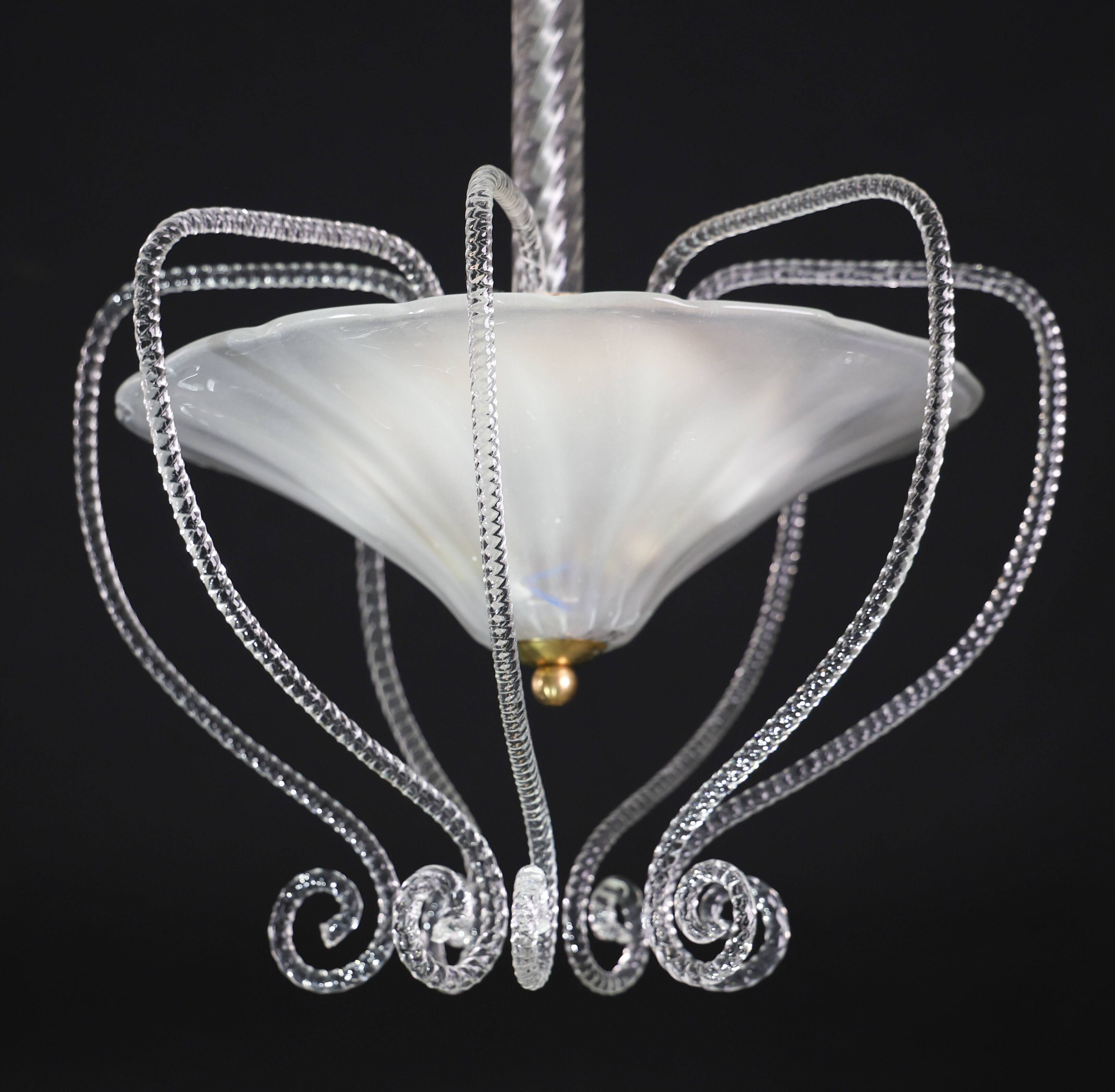 Art Decò Barovier e Toso "Fountain" Murano Glass Chandelier, 1950