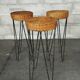 Vintage rattan and metal bar and its stools.