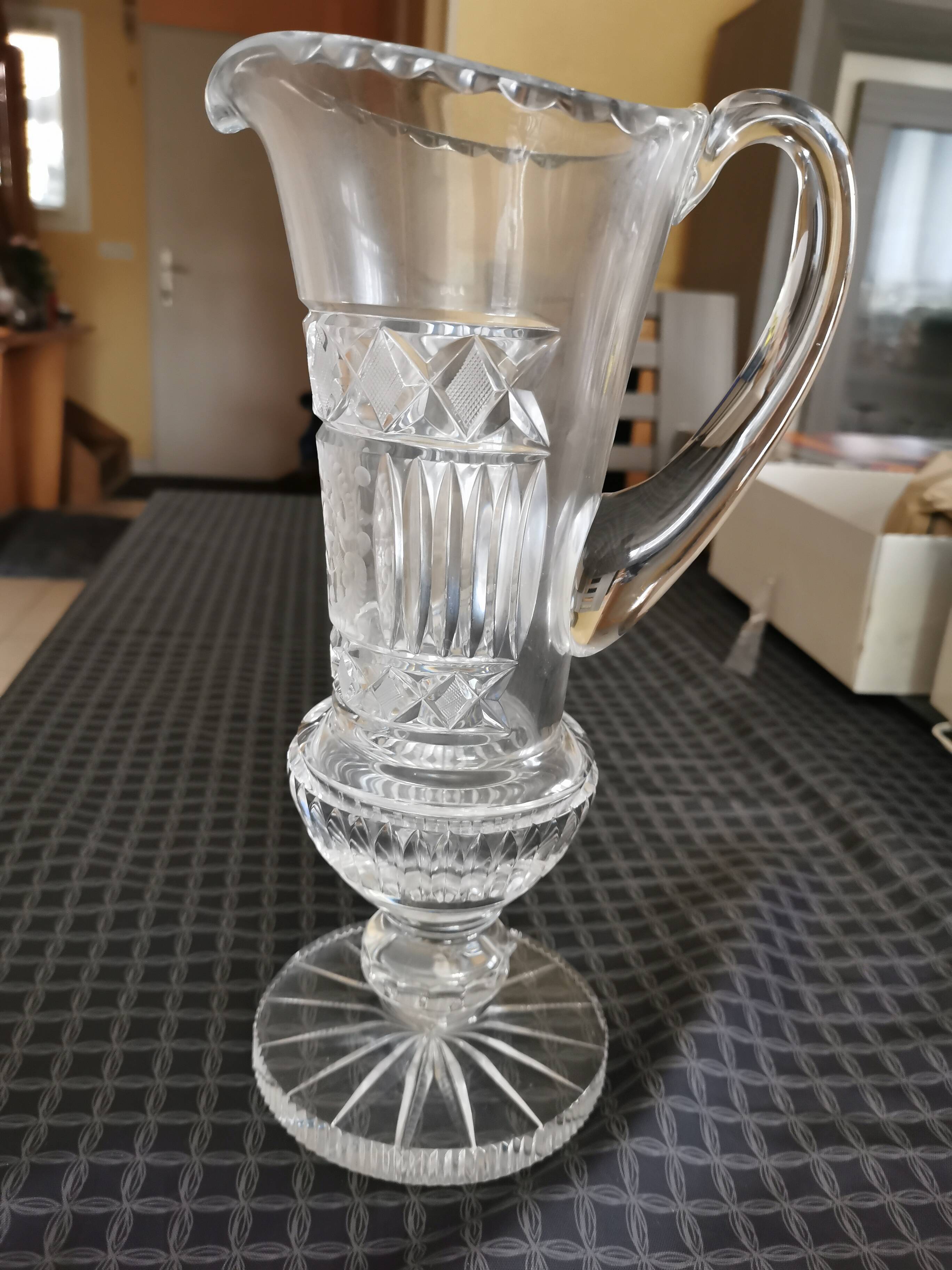 Crystal pitcher. Crystal jug.