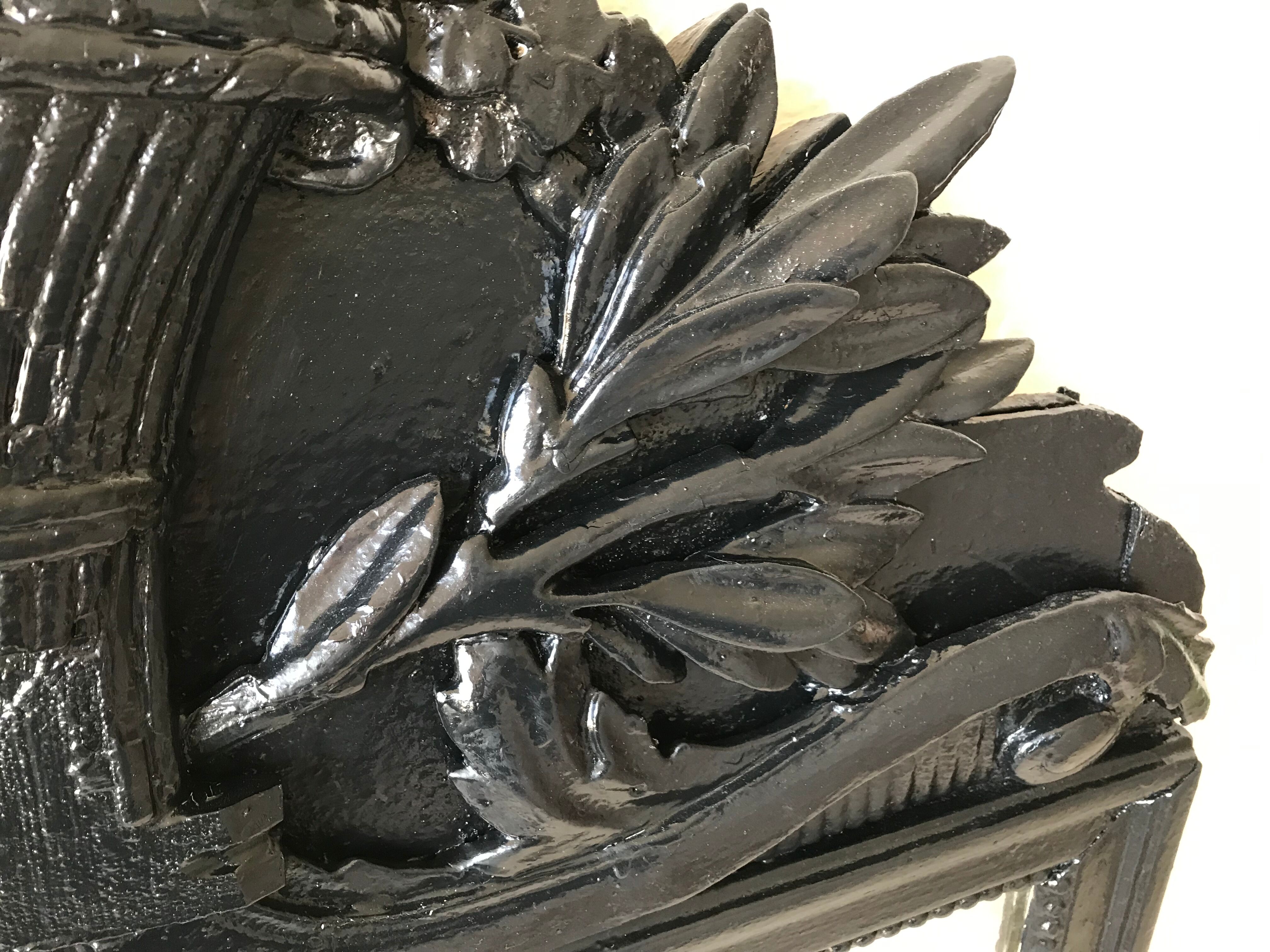 Antique mirror painted black, 143x82 cm