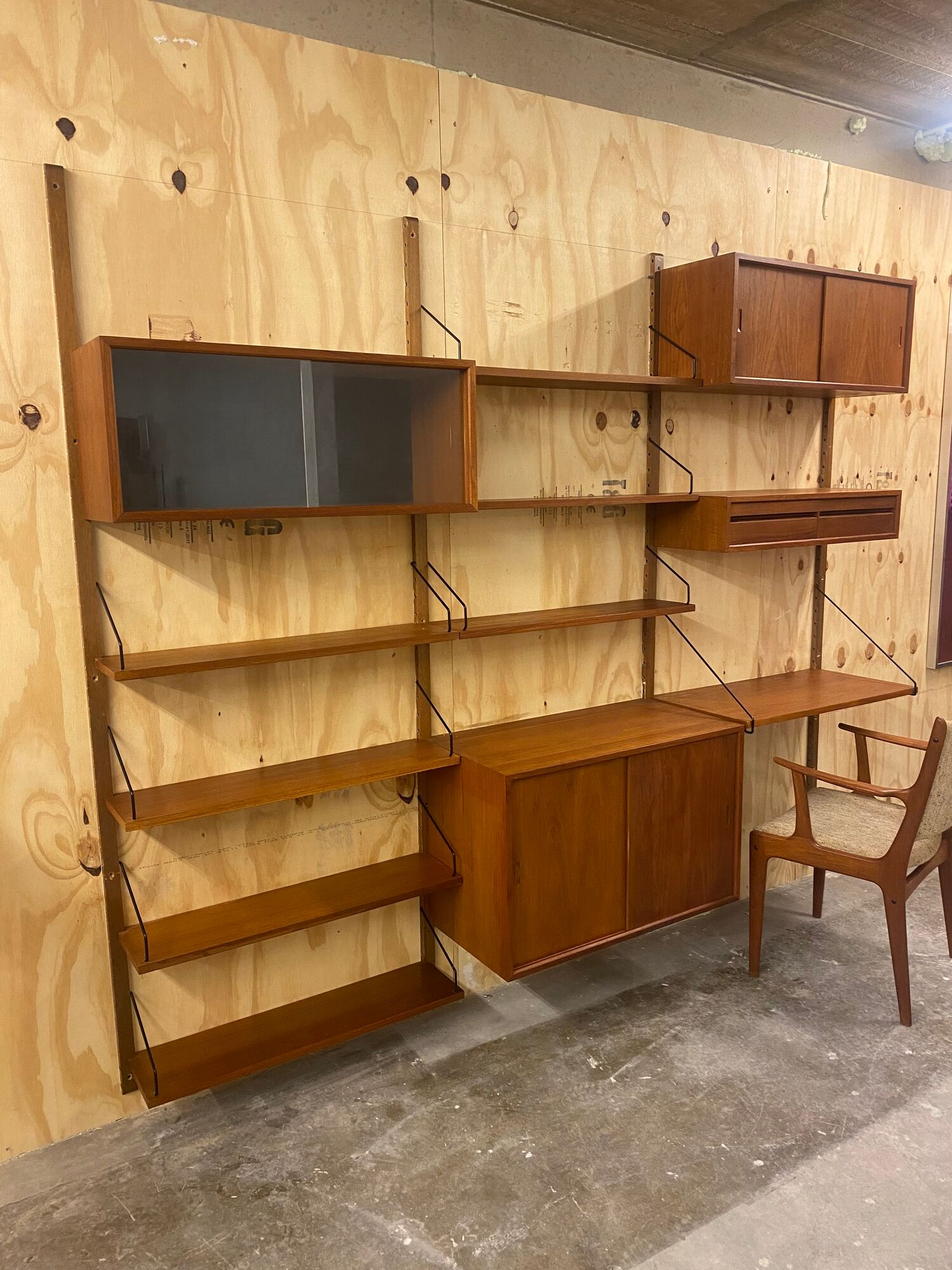 Vintage scandinavian teak wall unit by Poul Cadovius for Royal System 1960s