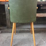 Chair in green skaï and wood 60s