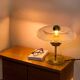 Pair of Art Deco bedside lamps in brass and etched glass