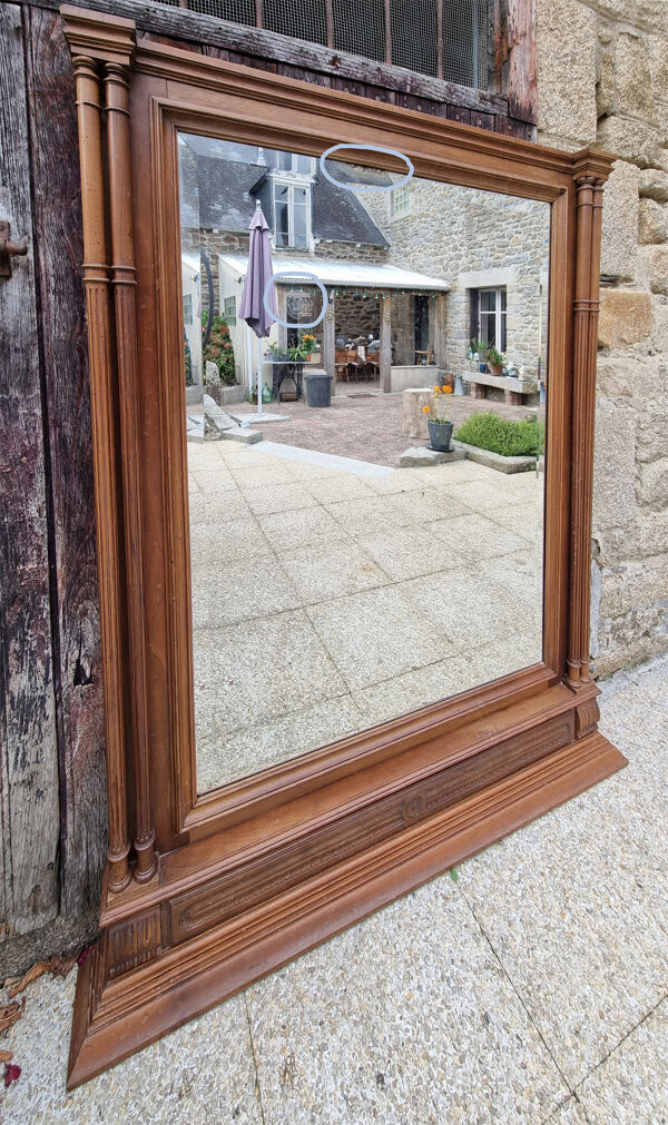 Miroir Trumeau, Henri II, début XXème, chêne et miroir biseauté