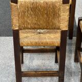 4 brutalist chairs in straw and wood