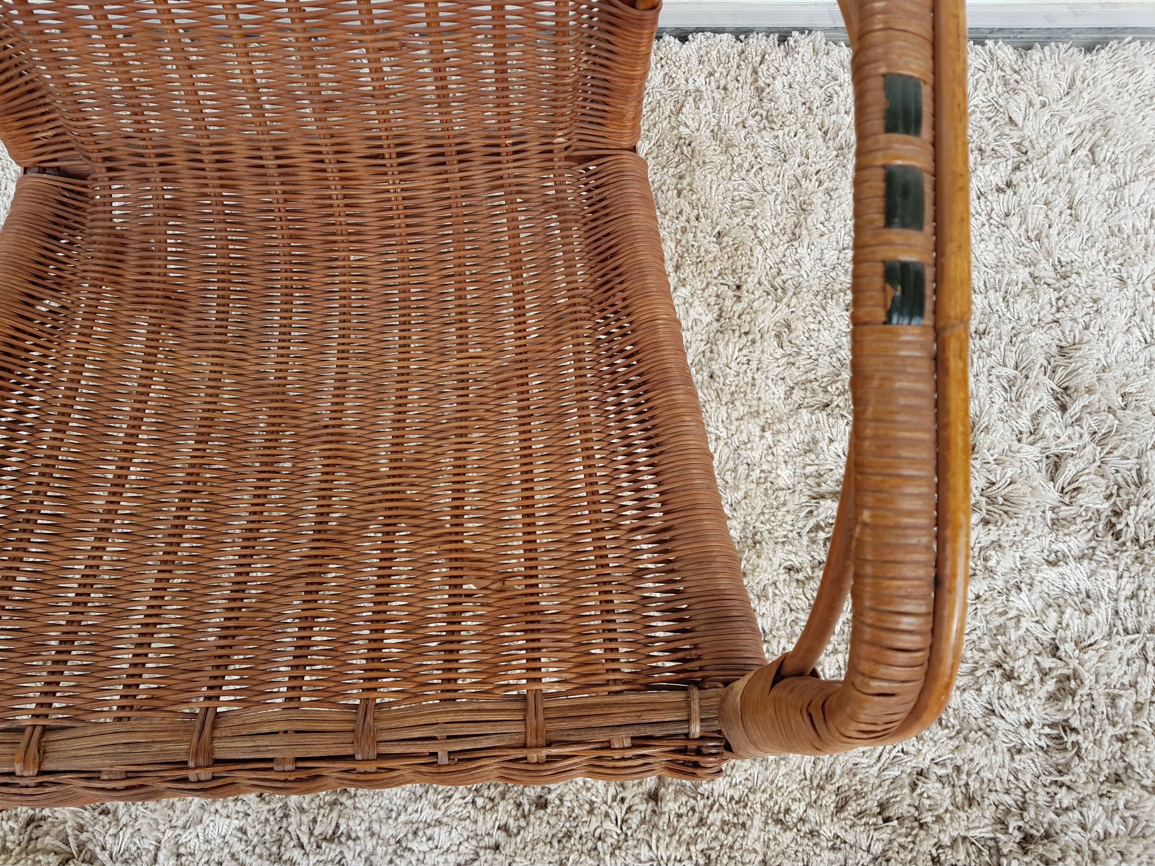 Vintage 50s osier and bamboo armchair