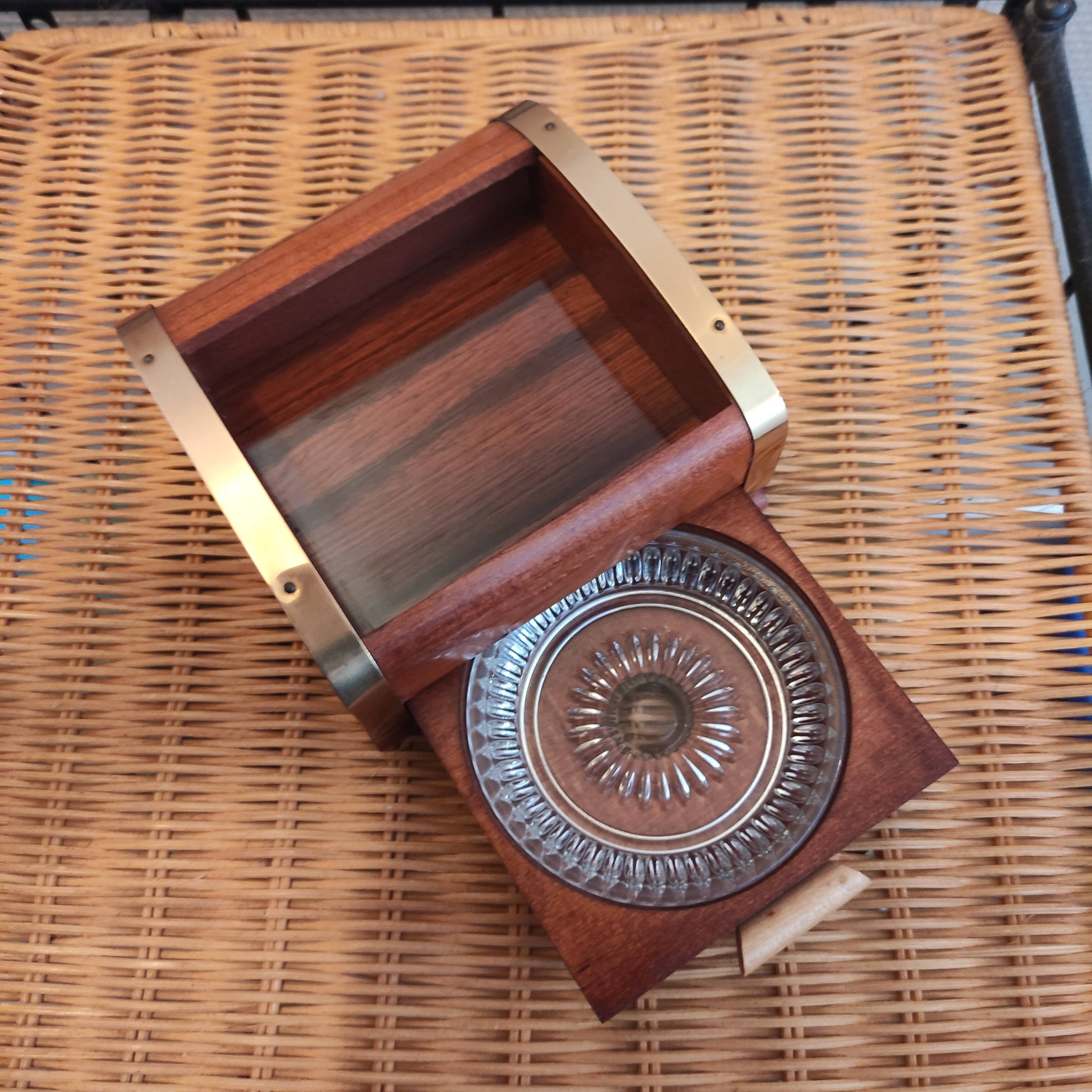 Ashtray and vintage wooden cigarette box