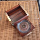 Ashtray and vintage wooden cigarette box