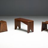 Mid-Century Walnut Bench, France, Late 20th Century
