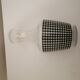 Vintage houndstooth liqueur carafe + 6 glasses