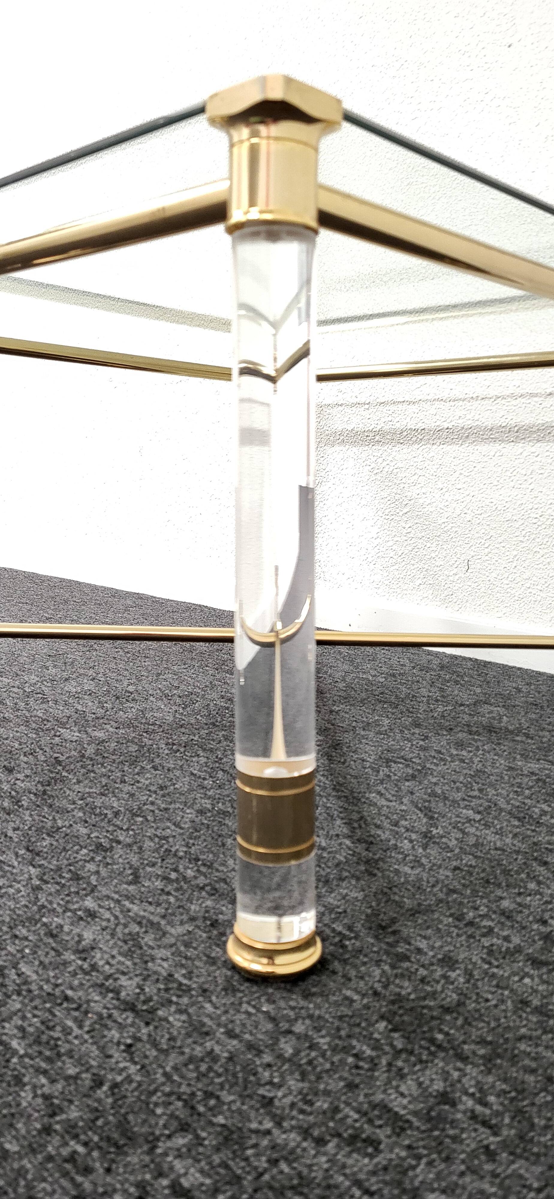 Hollywood Regency gold and perspex side or small coffee table