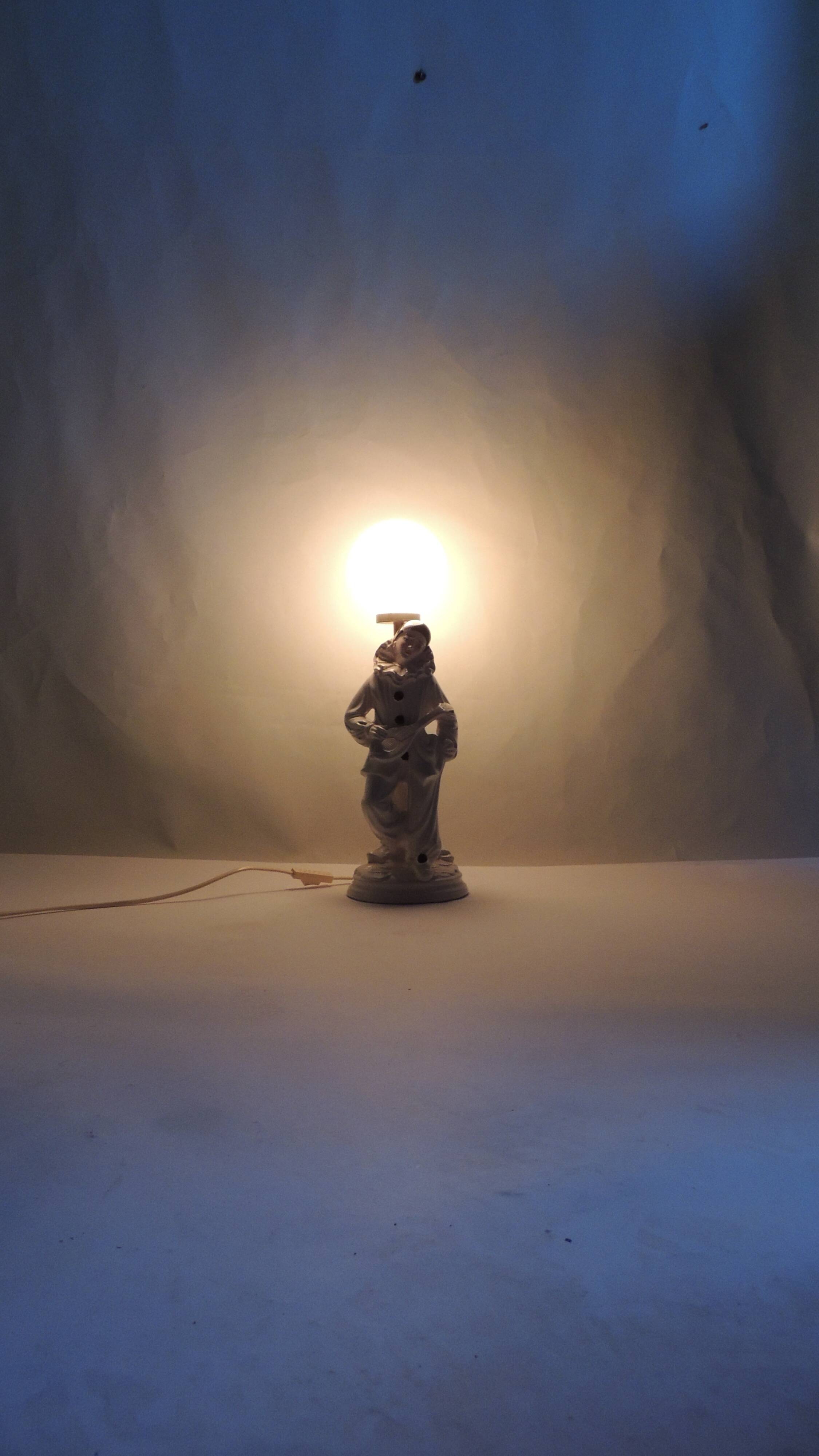 White ceramic lamp Pierrot/harlequin/1960/vintage