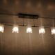 80's chrome chandelier with murano lampshades