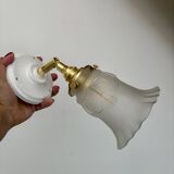 Vintage frosted glass tulip wall lamp