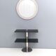 Table console en métal chromé postmoderne avec deux étagères en verre fumé, Italie