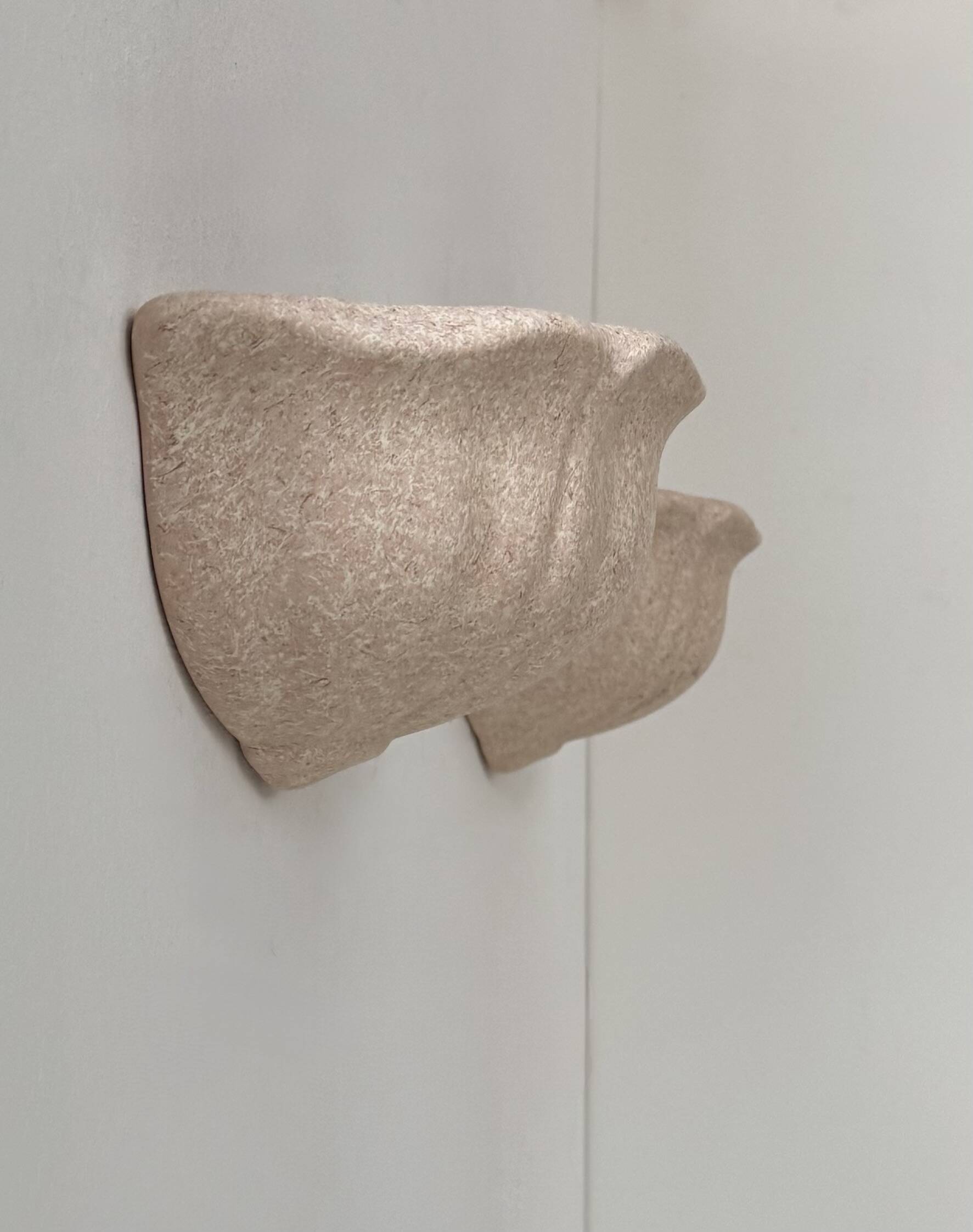 Pair of vintage wall sconces, speckled pink plaster, France, 1970