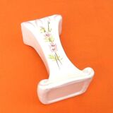 Soliflore vase alphabet letter i ceramic with floral decoration
