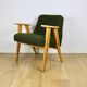 Chierowski 366 armchair, 1970s, olive green vintage boucle - light wood