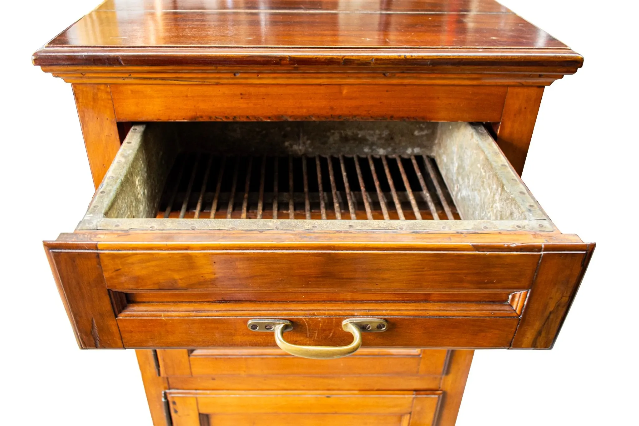 Antique icebox with brass details, Italy, late 19th century.