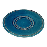 Large presentation plate Pichon Uzès Louis XVI Perlé blue