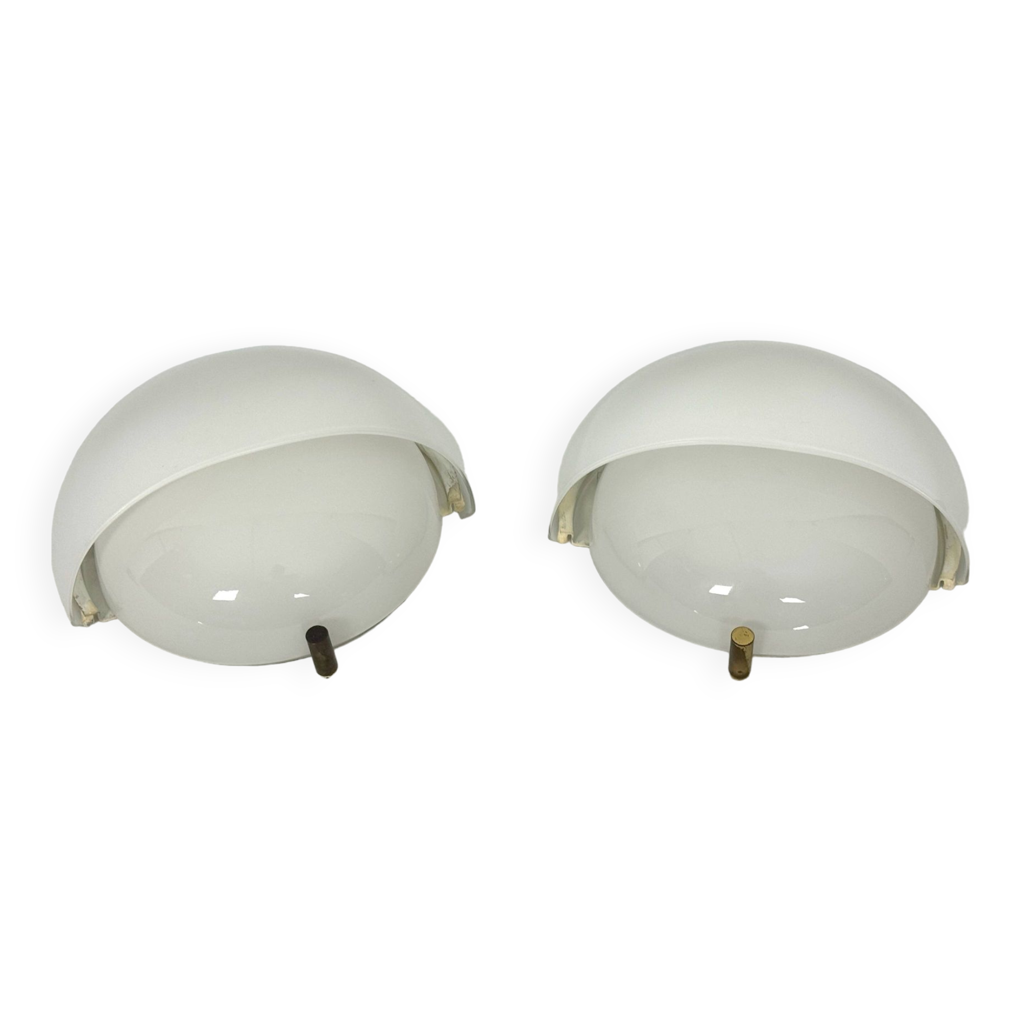 Rare Set of two Glass and brass Mania sconces by Vico Magistretti for Artemide. Italy 1960s