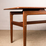 Large Danish teak coffee table with 1960 document rows.