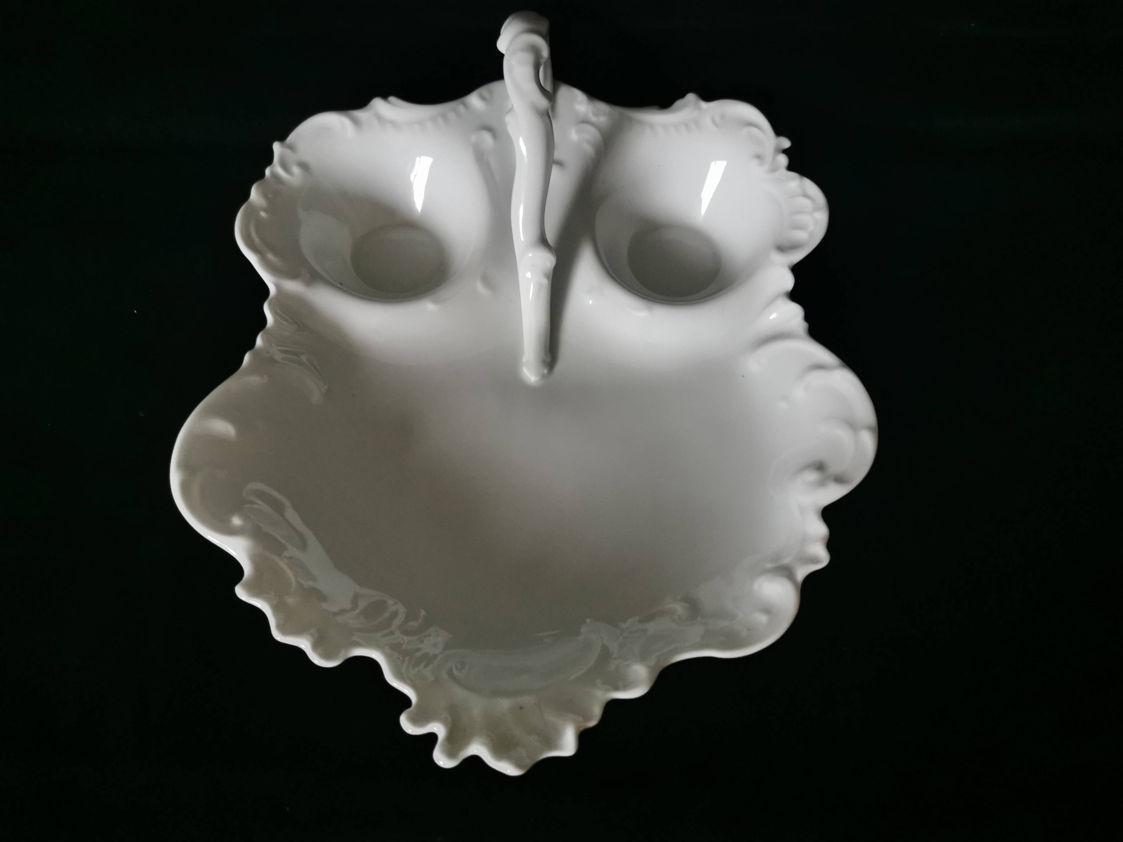 white Limoges porcelain crudité dish