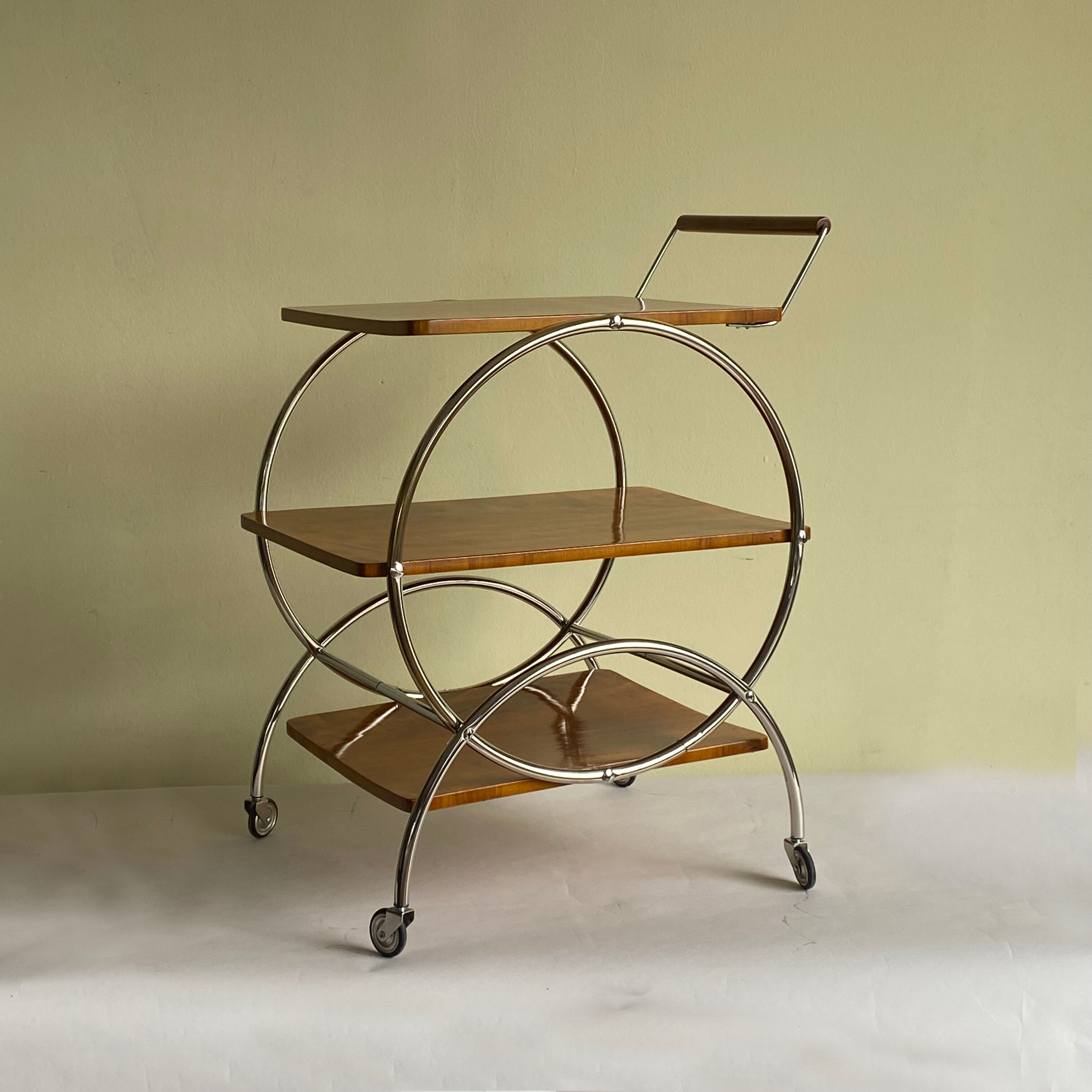 Art deco rolling bar cart, hungary 1930s