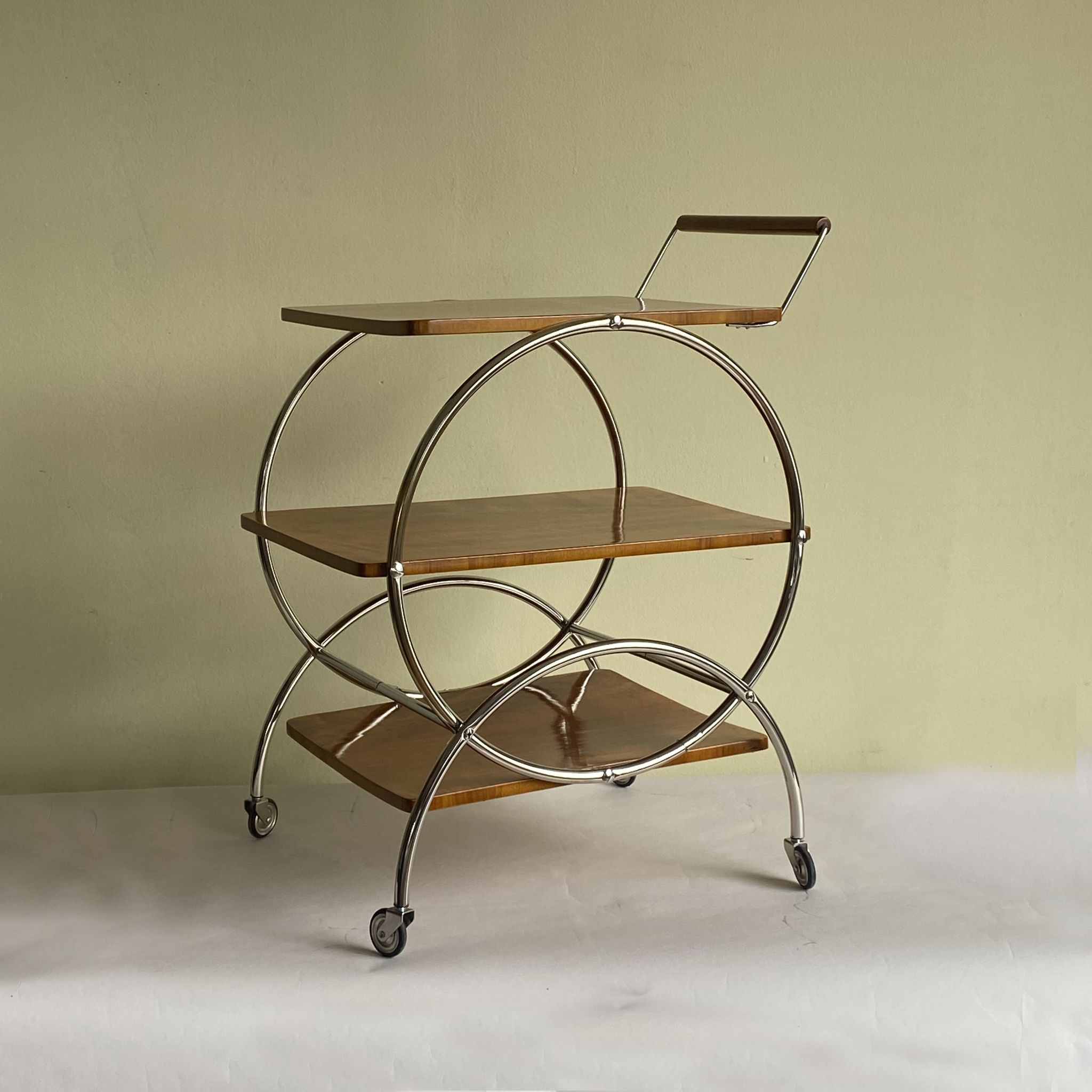 Art deco rolling bar cart, hungary 1930s
