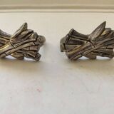 2 ronds de serviette metal argente 70'S