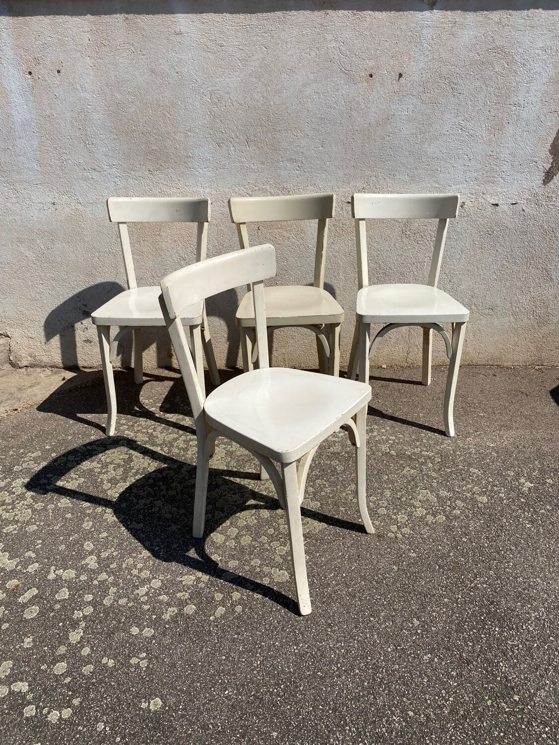 Set of 4 white bistro chairs