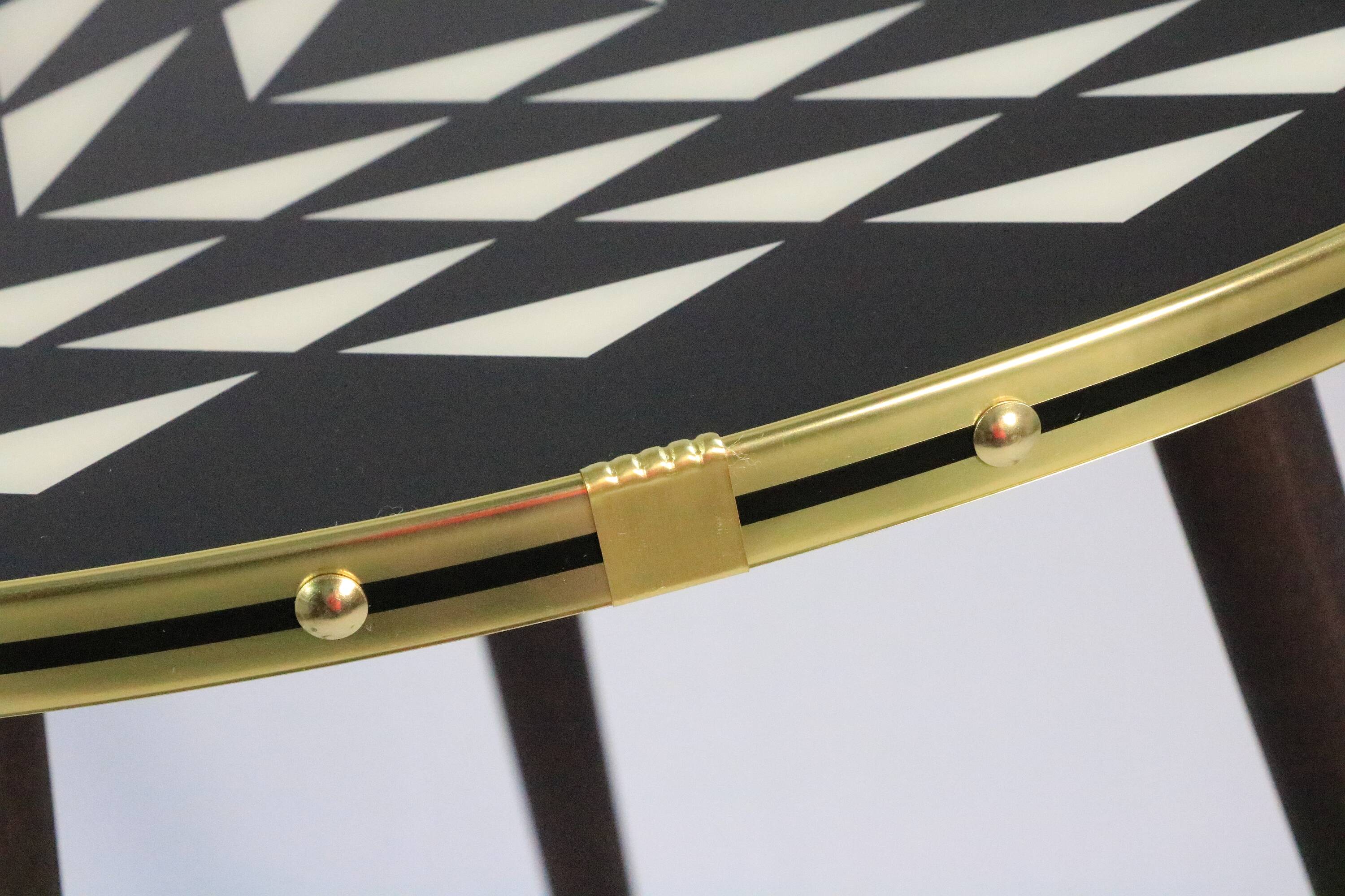 50s style side table, console, black/white, 3 elegant legs