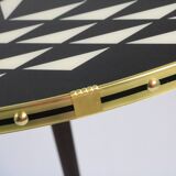 Table d'appoint style années 50, console, noir/blanc, 3 pieds élégants