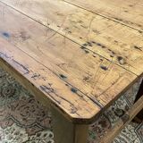 Table de ferme 19ème en sapin et châtaignier