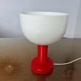 Red lacquered wood lamp and light diffuser in perspex 1980