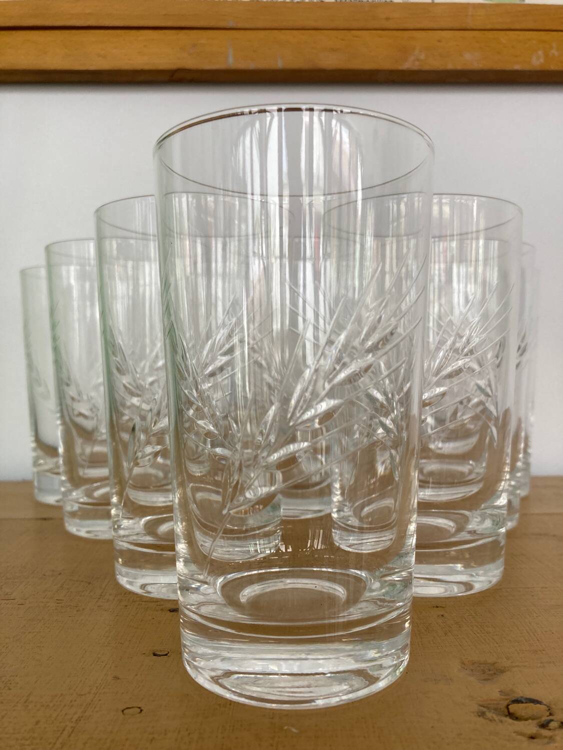 Set of 10 cut crystal orangeade glasses
