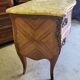 Commode 2 tiroirs en bois de rose avec plateau marbre