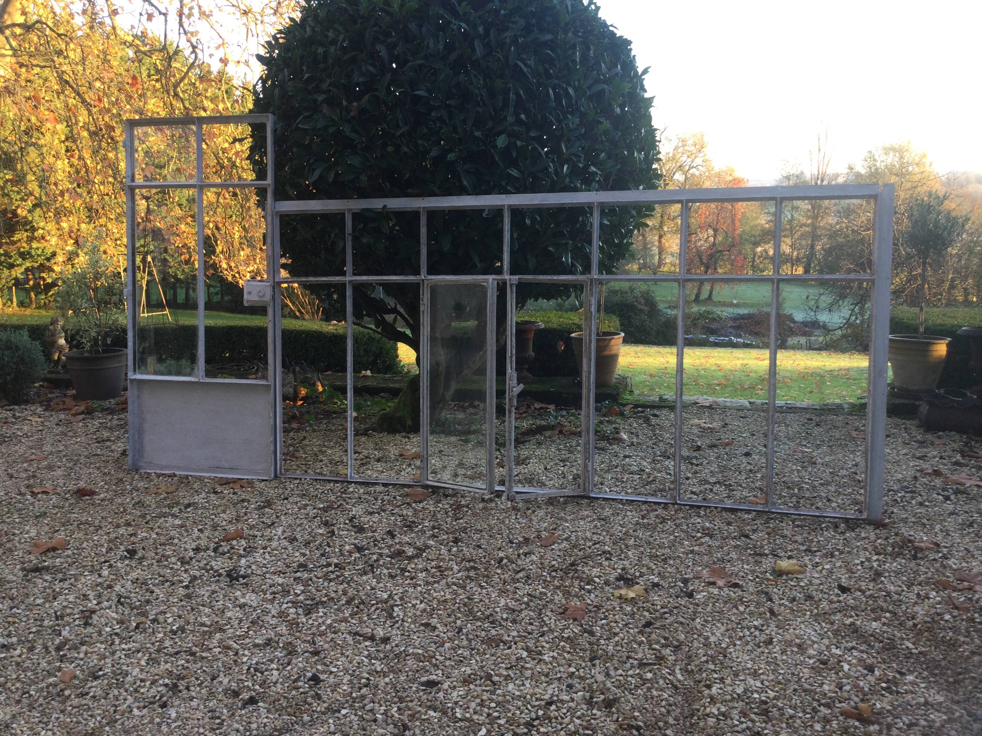 Old glass roof with door and window