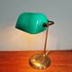 Banker's lamp in brass and green opaline, 1930s