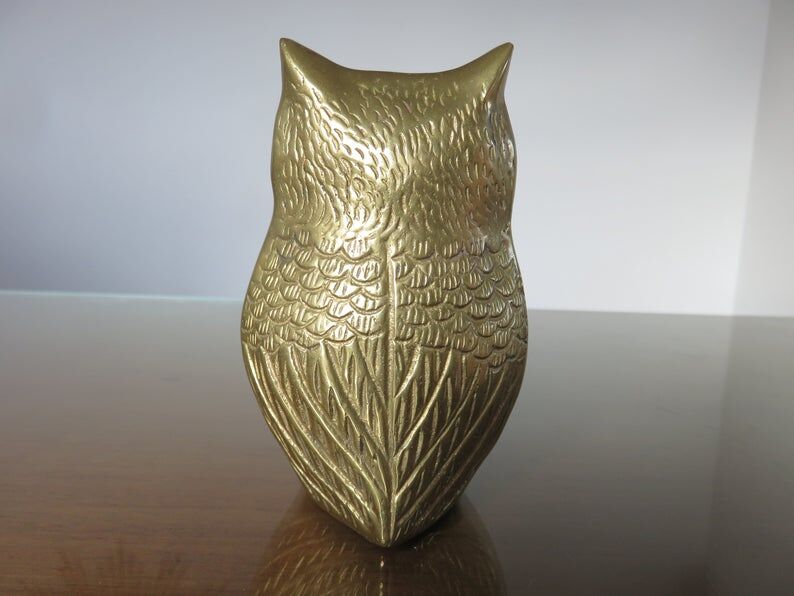Owl, 70s golden brass owl