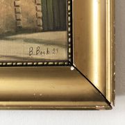 Large Original Vintage Countryside Cottage Oil Painting, circa 1923
