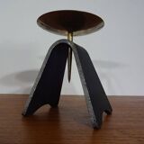 Brutalist Iron and Brass Candleholder, 1960s