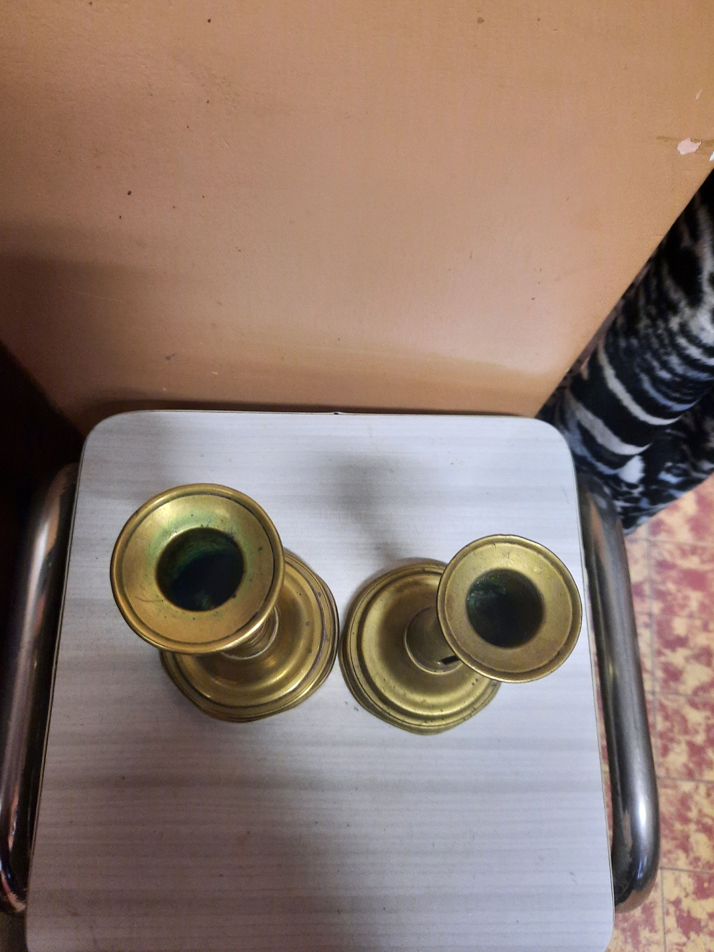 Pair of golden candle holders