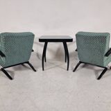 H 269 Lounge Chairs, table and poufs by Jindřich Halabala for Up Zavody, 1940s, Set of 5